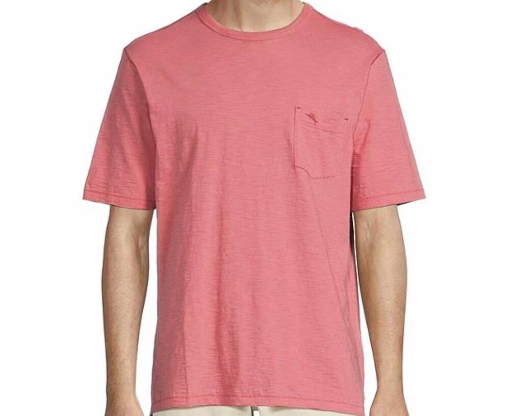 NEW TOMMY BAHAMA bali beach crew t-shirt in pink confetti